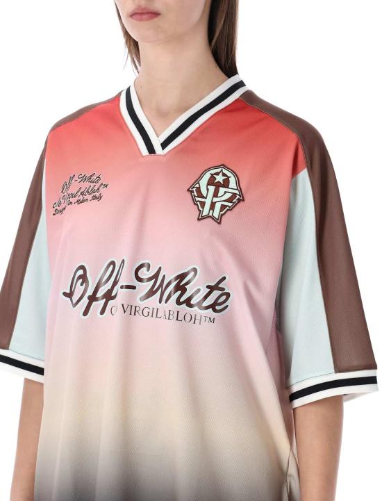  오프화이트 반팔 티셔츠 그라데이션 축구 저지 소프트 핑크 - OFF WHITE