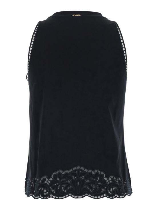  트윈셋 블라우스 레이스 디테일 코튼 탑 블랙 - TWINSET