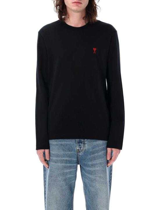  아미 긴팔 티셔츠 Ami Alexandre Mattiussi Ami Paris 긴팔 Ami De Coeur 티셔츠 느와르