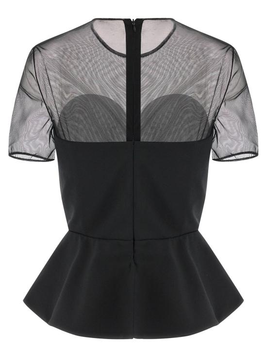  넨시 도자카 민소매 티셔츠 테일러드 뷔스티에 시스루 네크라인 탑 - NENSI DOJAKA