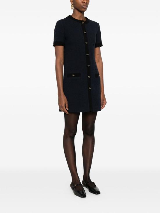  구찌 미디 원피스 울 트위드 드레스 블루 - GUCCI