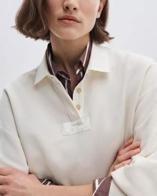  랙앤본 스웨터 Rag & Bone 빈티지 테리 오버사이즈 폴로 스웨트셔츠 샌드 - RAG & BONE