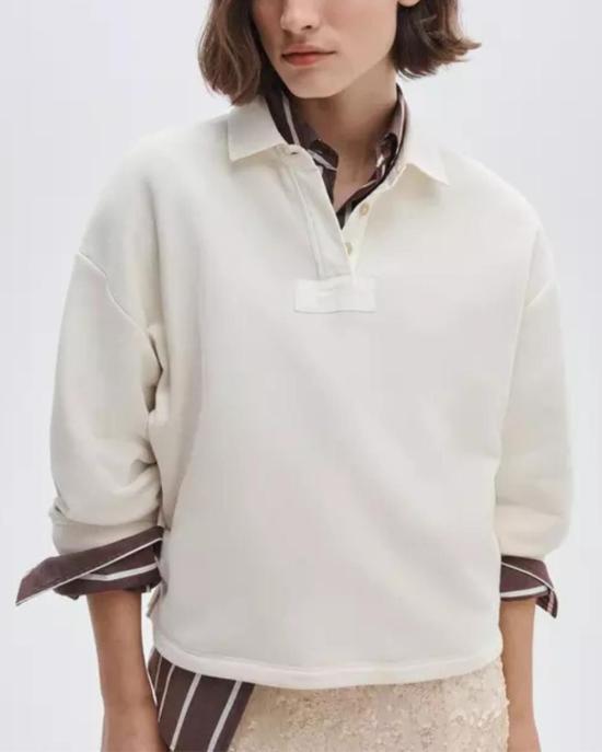  랙앤본 스웨터 Rag & Bone 빈티지 테리 오버사이즈 폴로 스웨트셔츠 샌드 - RAG & BONE