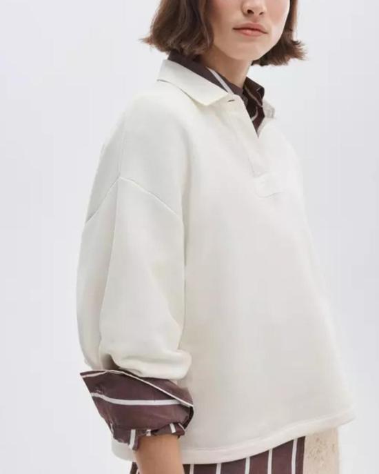  랙앤본 스웨터 Rag & Bone 빈티지 테리 오버사이즈 폴로 스웨트셔츠 샌드 - RAG & BONE