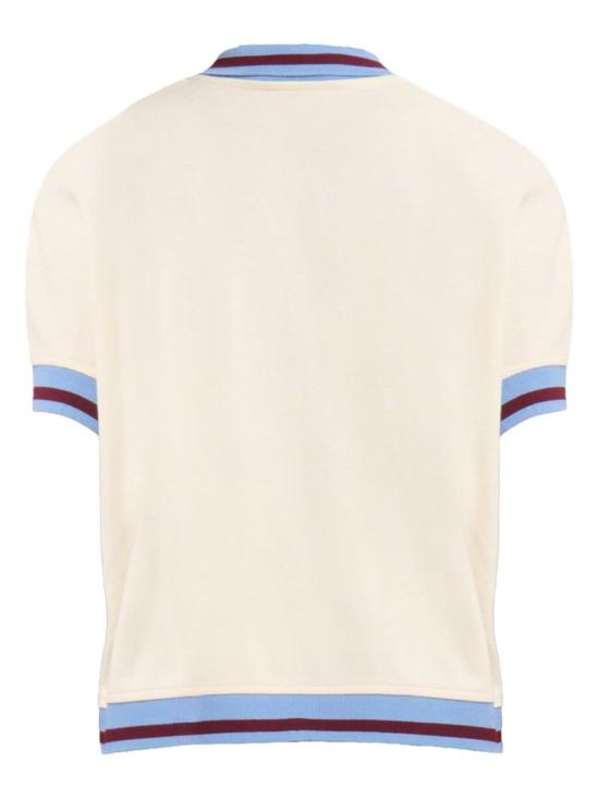  마르니 반팔 티셔츠 로고 폴로 탑 파우더 - MARNI