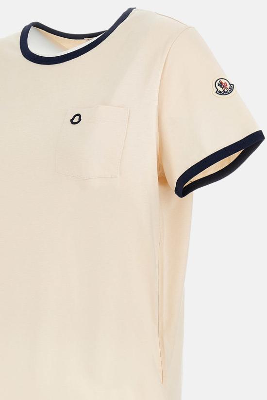  몽클레어 반팔 티셔츠 자수 로고 티셔츠 베이지 - MONCLER