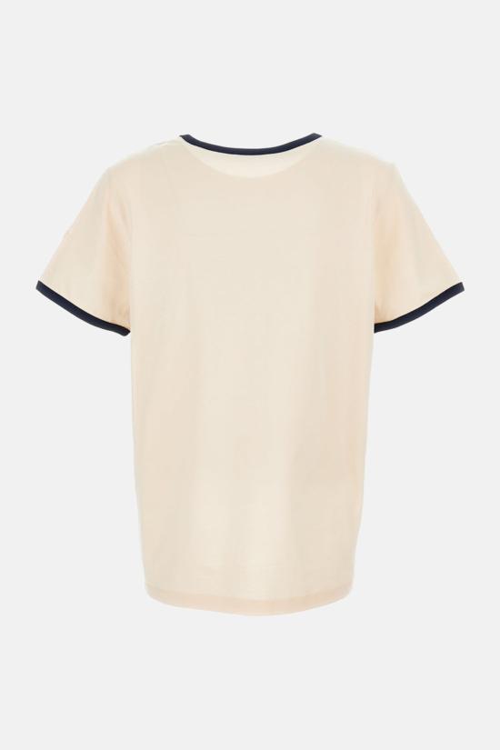  몽클레어 반팔 티셔츠 자수 로고 티셔츠 베이지 - MONCLER