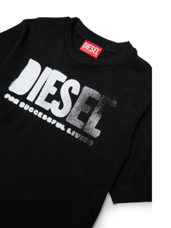  [키즈] 디젤 티셔츠 로고가 있는 아동용 티셔츠 (블랙) - DIESEL