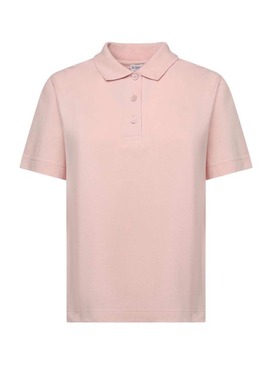  버버리 반팔 티셔츠 로고 코튼 폴로 셔츠 핑크