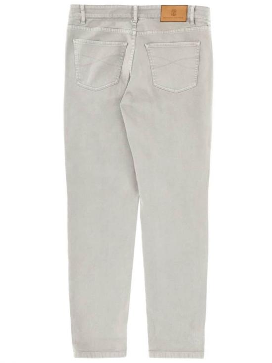  브루넬로 쿠치넬리 데님 팬츠 Brunello Cucinelli 코튼 데님 진 그레이 - BRUNELLO CUCINELLI
