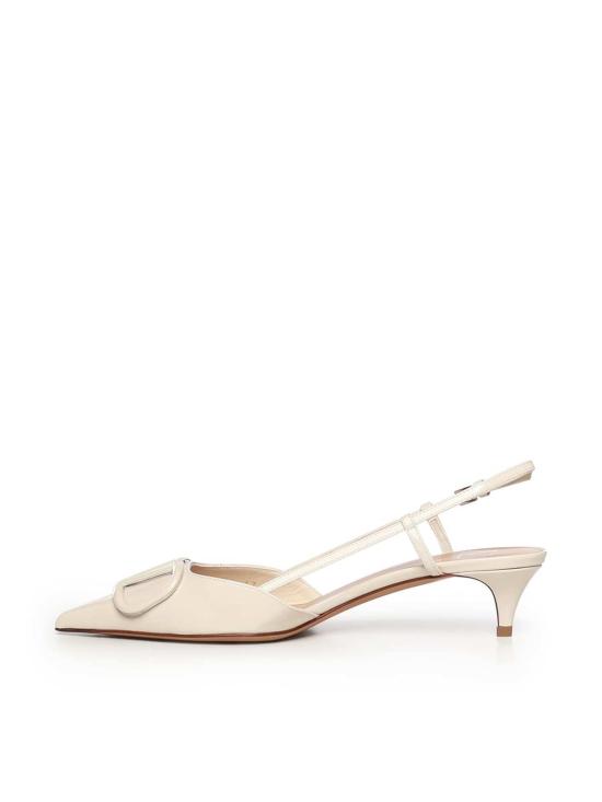  발렌티노 가라바니 힐/펌프스 브이로고 시그니처 페이턴트 가죽 슬링백 펌프 라이트 아이보리 - VALENTINO GARAVANI