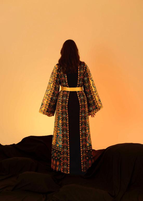  Deerah 와이드 벨트 디라 네이비 앤 골드 전통 팔레스타인 토브 - OTHER BRANDS