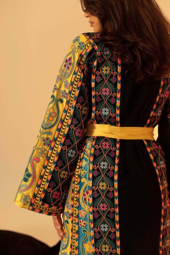  Deerah 와이드 벨트 디라 네이비 앤 골드 전통 팔레스타인 토브 - OTHER BRANDS