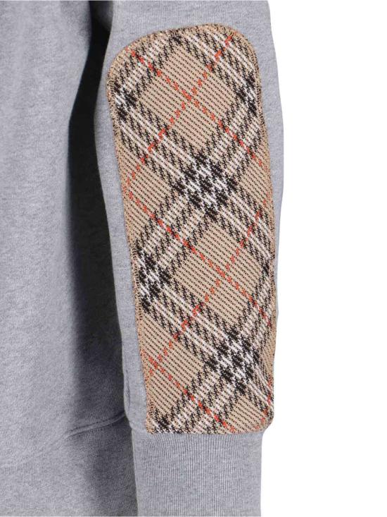  버버리 긴팔 티셔츠 라일리 체크 피치 후드티 그레이 - BURBERRY