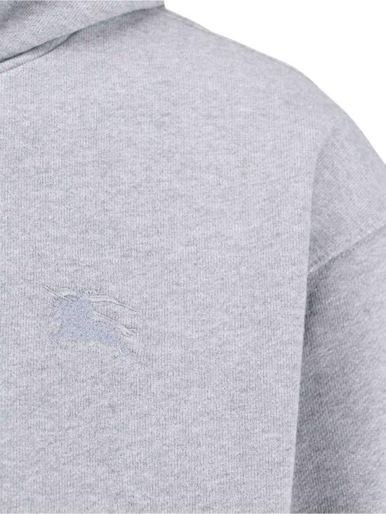  버버리 긴팔 티셔츠 라일리 체크 피치 후드티 그레이 - BURBERRY