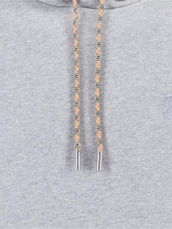  버버리 긴팔 티셔츠 라일리 체크 피치 후드티 그레이 - BURBERRY