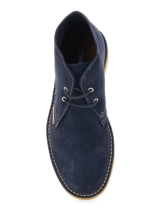  디스퀘어드2 드레스 슈즈 Dsquared2 옥스포드 슈즈, 로고 패치 및 대비되는 스웨이드 스티칭, 블루 - DSQUARED2