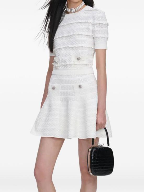  셀프 포트레이트 블라우스 크루넥 탑 화이트 - SELF PORTRAIT