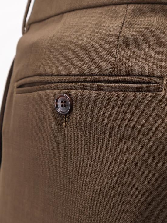  톰포드 스트레이트 팬츠 톰 포드 핀스 장식 울 팬츠 카키 브라운 - TOMFORD