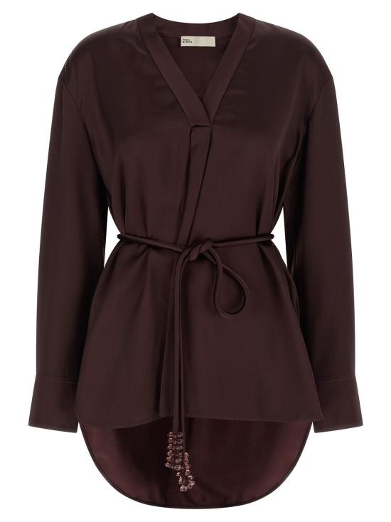  토리버치 블라우스 토리 버치 새틴  탑 버건디