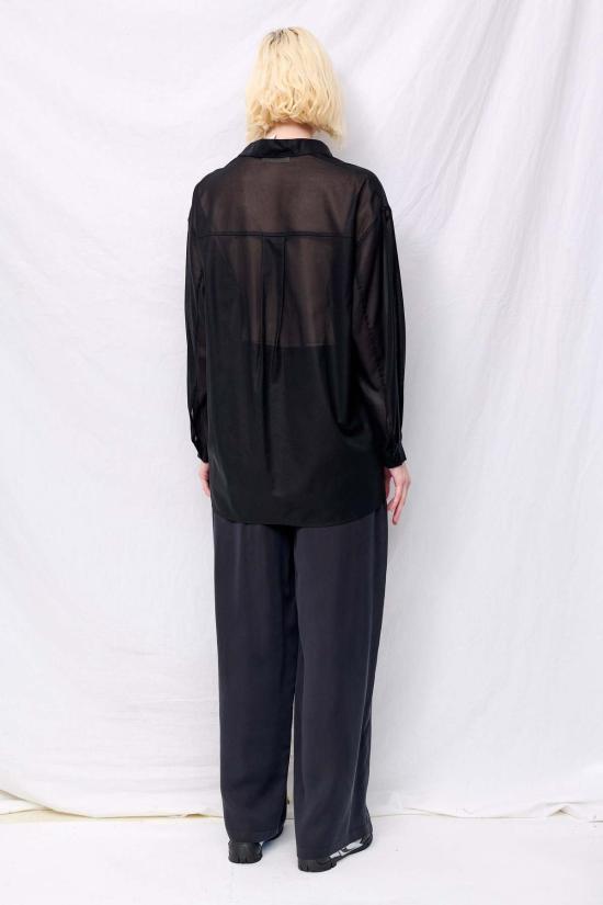  아모멘토 셔츠 블랙 시스루 코튼 클래식 셔츠 - AMOMENTO