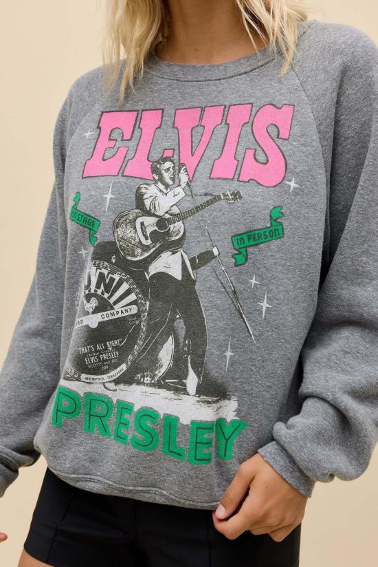  데이드리머 스웨터 선 레코드 X 엘비스 온 스테이지 빈티지 래글런 스웨트셔츠 헤더 그레이 - DAYDREAMER
