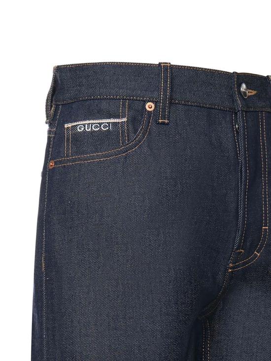  구찌 데님 팬츠 커프스 데님 진 다크 블루 - GUCCI