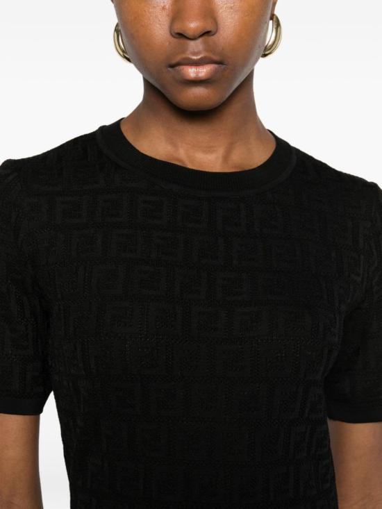  펜디 롱 원피스 FF 코튼 블렌드 드레스 블랙 - FENDI