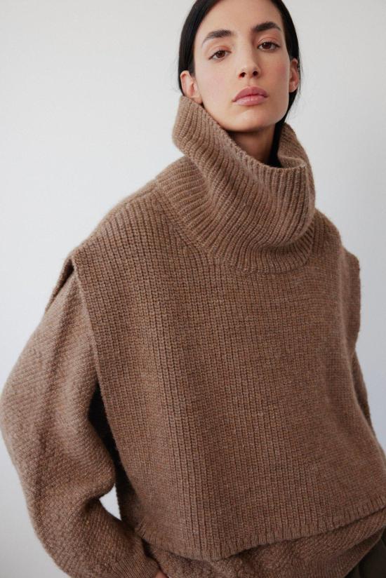  울 하이드 스웨터 립 판초 - WOL HIDE