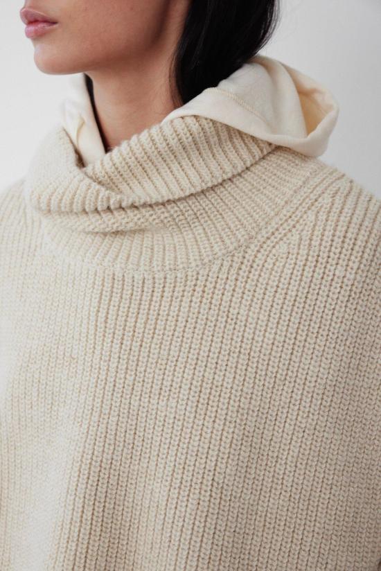  울 하이드 스웨터 립 판초 - WOL HIDE