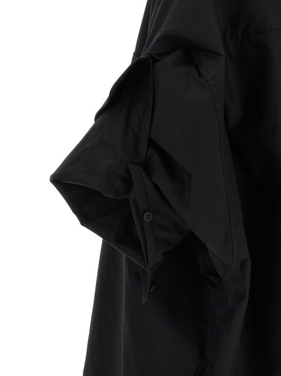  발렌시아가 반팔 티셔츠 턴업 커프스 셔츠 블랙 - BALENCIAGA