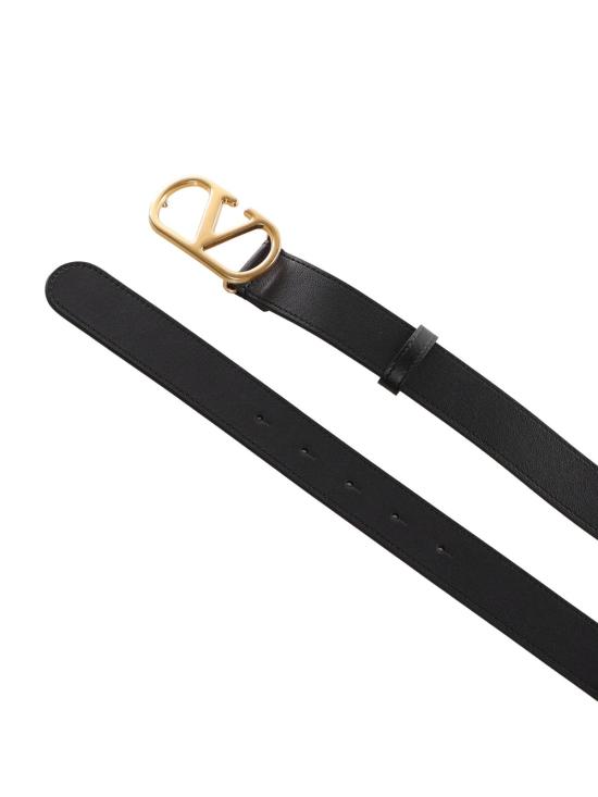  발렌티노 가라바니 레귤러 벨트 Valentino Garavani Vlogo 시그니처 가죽  블랙 - VALENTINO GARAVANI