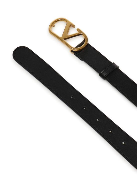  발렌티노 가라바니 레귤러 벨트 Valentino Garavani Vlogo 시그니처 가죽  블랙 - VALENTINO GARAVANI