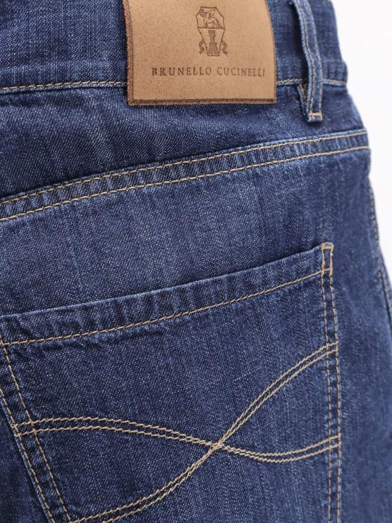  브루넬로 쿠치넬리 데님 팬츠 Brunello Cucinelli 코튼 진 데님 스쿠로 - BRUNELLO CUCINELLI
