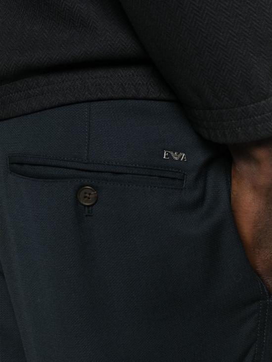  엠포리오 아르마니 스트레이트 팬츠 블루 울 팬츠 - EMPORIO ARMANI