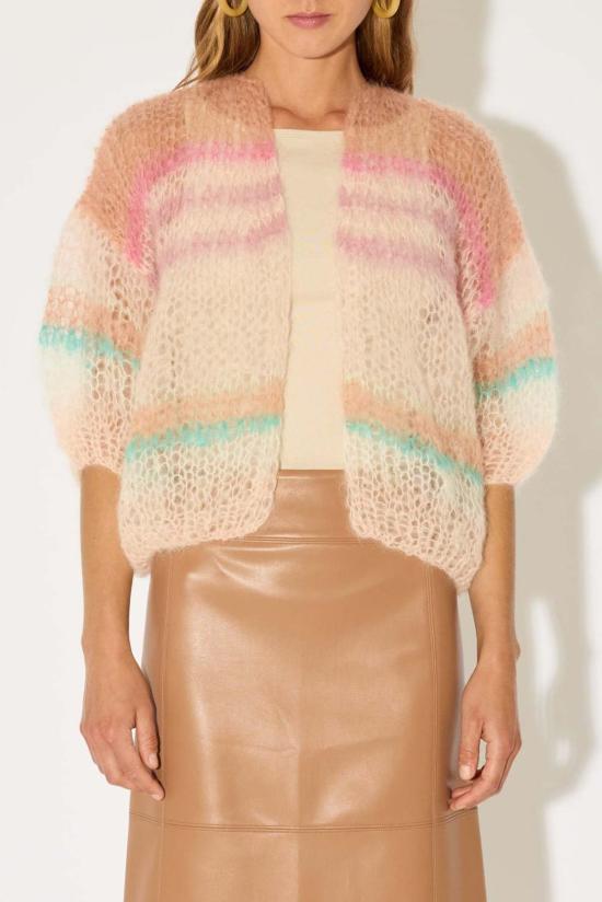  마이아미 가디건 SS 파스텔 스트라이프 모헤어  파스텔 스트라이프 - MAIAMI