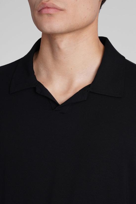  조르지오 아르마니 폴로 티셔츠 폴로 비스코스 폴로 셔츠 블랙 - GIORGIO ARMANI