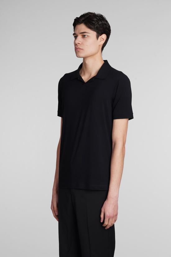  조르지오 아르마니 폴로 티셔츠 폴로 비스코스 폴로 셔츠 블랙 - GIORGIO ARMANI
