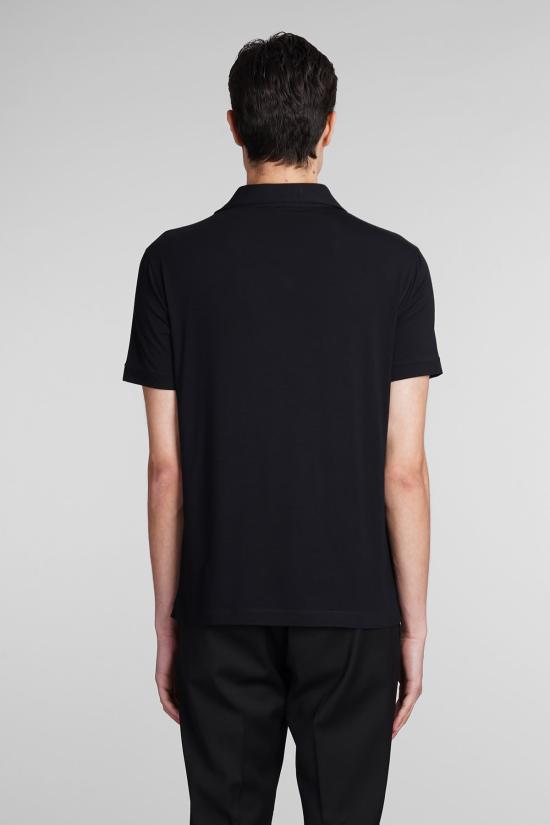  조르지오 아르마니 폴로 티셔츠 폴로 비스코스 폴로 셔츠 블랙 - GIORGIO ARMANI