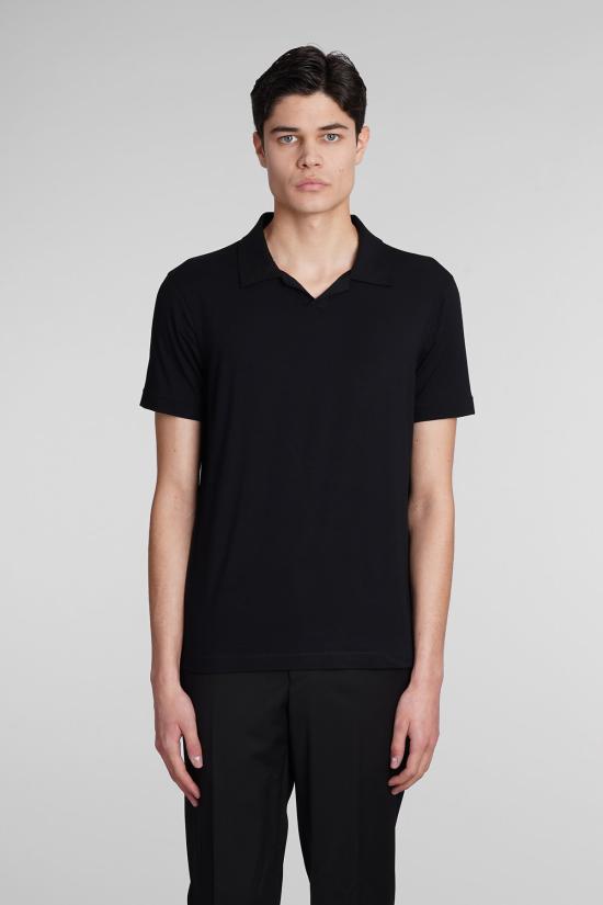  조르지오 아르마니 폴로 티셔츠 폴로 비스코스 폴로 셔츠 블랙