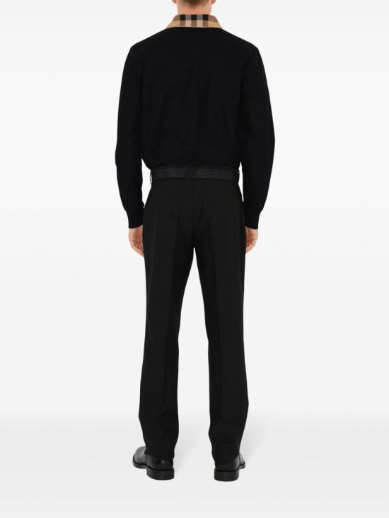  버버리 폴로 티셔츠 체크 칼라 코튼 폴로 셔츠 블랙 - BURBERRY