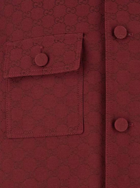  구찌 자켓 코튼 블렌드 버건디 재킷 (GG 모티브 전체 디자인) - GUCCI