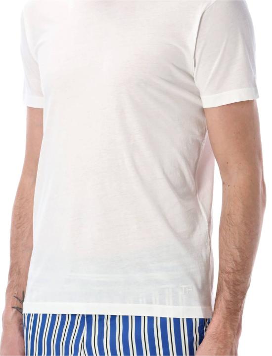  톰포드 탑 톰 포드 코튼 앤 실크 티셔츠 옵티컬 화이트 - TOMFORD