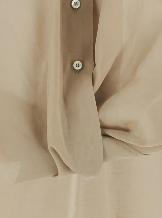  브루넬로 쿠치넬리 블라우스 Brunello Cucinelli 클래식 칼라 모닐 디테일 셔츠 베이지 - BRUNELLO CUCINELLI