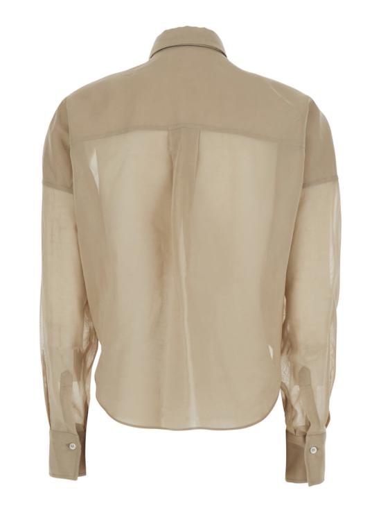  브루넬로 쿠치넬리 블라우스 Brunello Cucinelli 클래식 칼라 모닐 디테일 셔츠 베이지 - BRUNELLO CUCINELLI