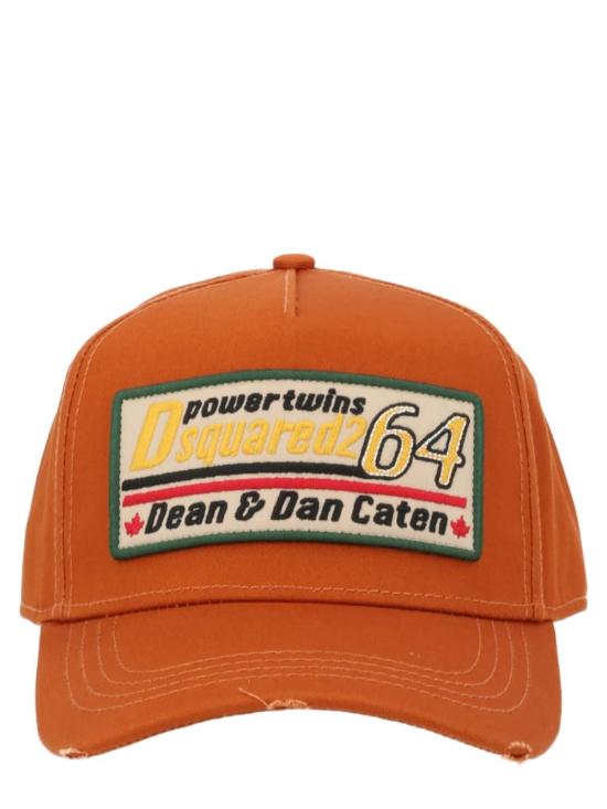  디스퀘어드2 모자 Dsquared2 로고 패치가 있는 오렌지색 야구