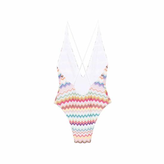  미소니 원피스 수영복 미쏘니 비치웨어  화이트/레드 - MISSONI