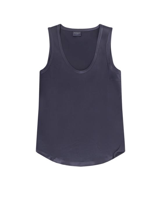  브루넬로 쿠치넬리 민소매 티셔츠 스트레치 실크 탱크탑 블루