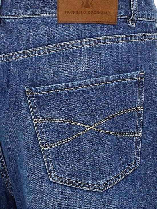  브루넬로 쿠치넬리 데님 팬츠 Brunello Cucinelli 레저핏 코튼 진 데님 스쿠로 - BRUNELLO CUCINELLI