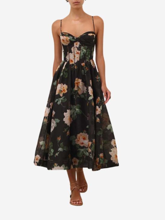  짐머만 미디 원피스 루나 코르셋 미디 드레스 - ZIMMERMANN